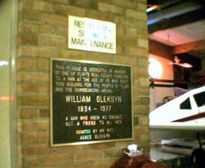 Dort-Eastside Drive-In Theatre - Plaque Commemorating William Oleksyn From Gary Flinn (newer photo)